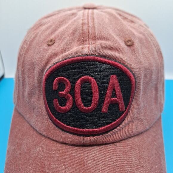 30A Florida Hat Ball Cap StrapBack Weathered Red 50+ UPF - Picture 2 of 8